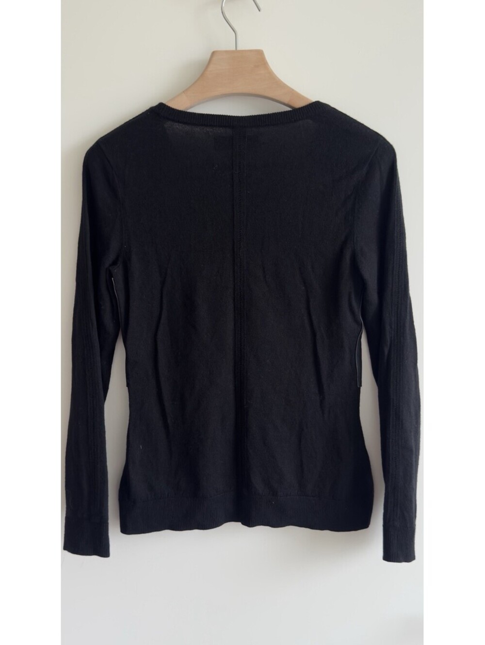 Rag & Bone Black Wool Knit Sweater Leather Panel Crew Neck Medium - Picture 7 of 7